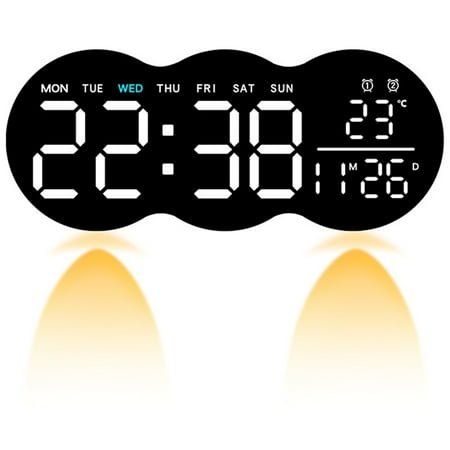 Unique Bargains LED Digital Wall Clock with Large Display and Remote Control White