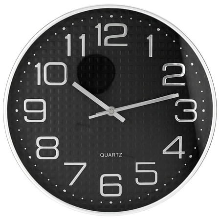 Unique Bargains Silent Non-Ticking Battery Operated Wall Clock Black