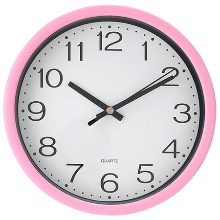 Unique Bargains Silent Non Ticking Battery Operated Modern Wall Clocks Pink