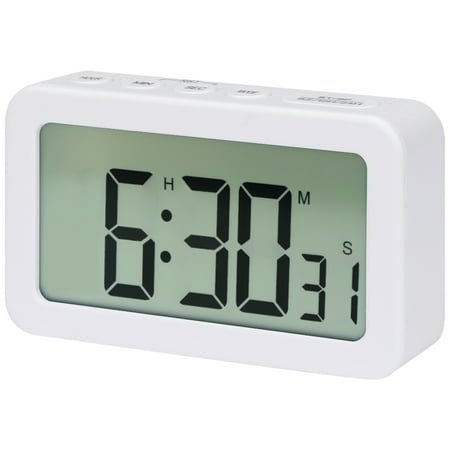 Unique Bargains Small Loud Alarm Clock Battery Operated Desk Clock White