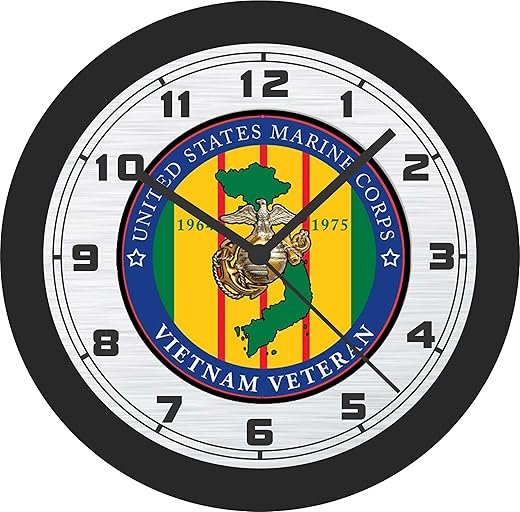United States Marine Corps Vietnam Veteran Sign 10 Inch Wall Clock, Vivid 8-Color Printing for Rich, Detailed Graphics.
