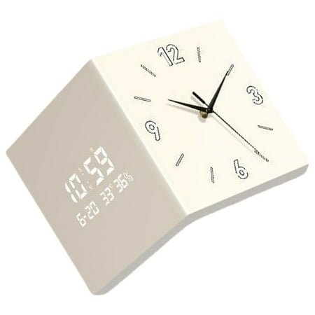 URTERYSER Double Sided Corner Wall Clock Easy To Read Square Designs Digital Display Wall Clock for Living Room and Office Decors Milk whitecolor