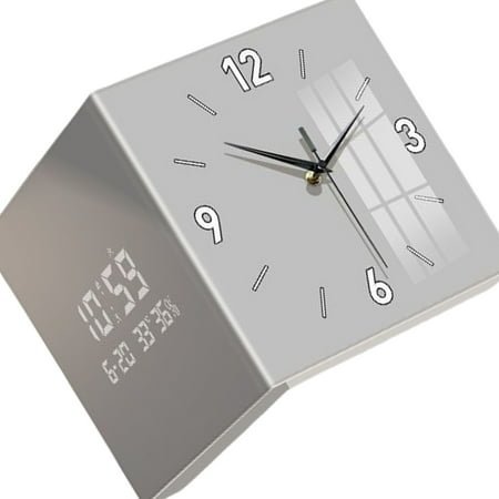 URTERYSER Double Sided Corner Wall Clock Easy To Read Square Designs Digital Display Wall Clock for Living Room and Office Decors Light Gray