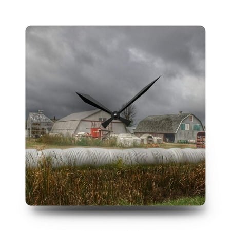 U R There Photography Waterman Road Grey I Rustic Farmhouse Acrylic Analog Wall Clock