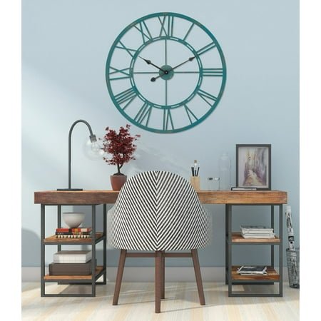 Utopia Alley Oversized Roman Round Wall Clock - Large Wall Clock, Big Clocks For Living Room Decor Or Dining Room Decor, Roman Numeral Wall Clock, Decorative Wall Clock (27 Diameter, Sea Green)