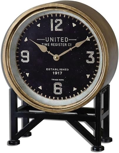 Uttermost Shyam Vintage Brass 16" High Table Clock