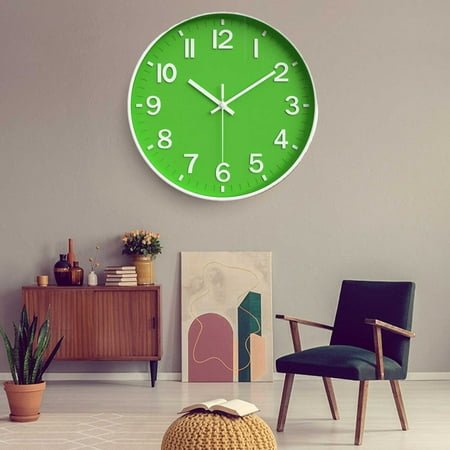 Vacemry Under $5 Silent Wall Clock, Battery Operated Analog Clock, Modern Decorative Wall Clock, Non Ticking Quiet Clock, Large Round Wall Clock for Kitchen Living Room