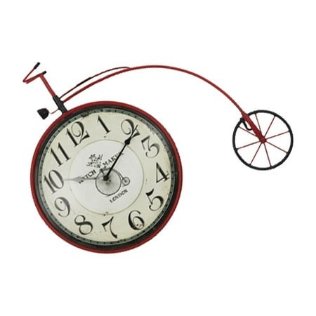 Vintage Bicycles Shape Wall Clock Retro Iron Design Battery Operated for Living Room Bedroom School Farmhouses Decors