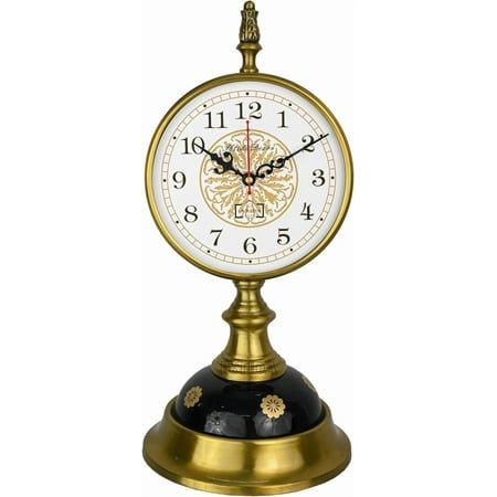 Vintage Brass Table Clock with Ornate Design – Elegant Antique-Inspired Desk Clock for Home & Office Décor Silent Sweep Quards Movement