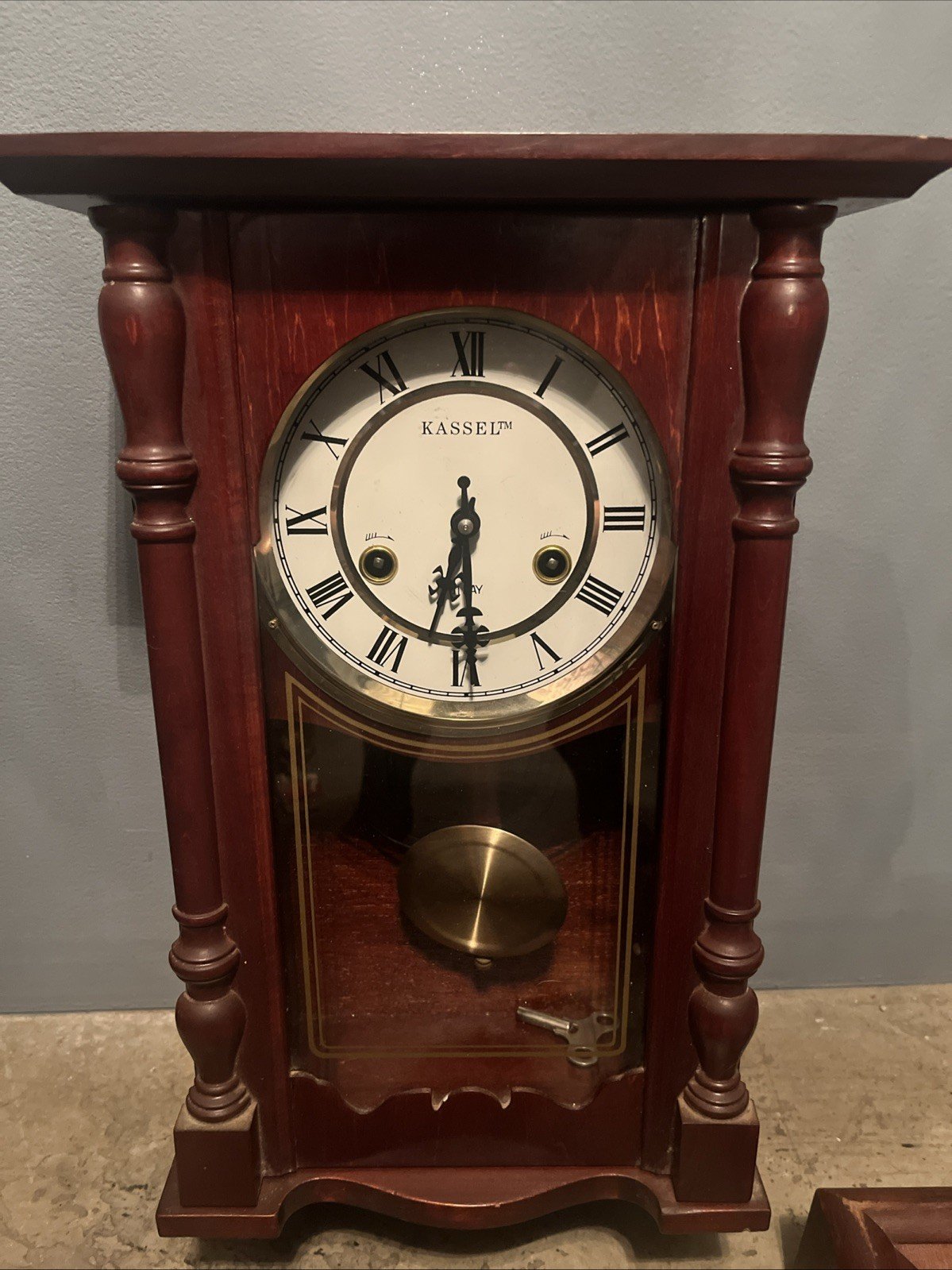 Vintage Kassel wall clock with a pendulum Still Works Pick Up Only