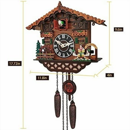 Vintage Quartz Cuckoo Clocks for Wall, Cuckoo Wall Clock, Cuckoo Clock Traditional Chalet Forest House Clock Handcrafted Wooden Wall Pendulum Quartz Clock, Grandfather Clock (A)