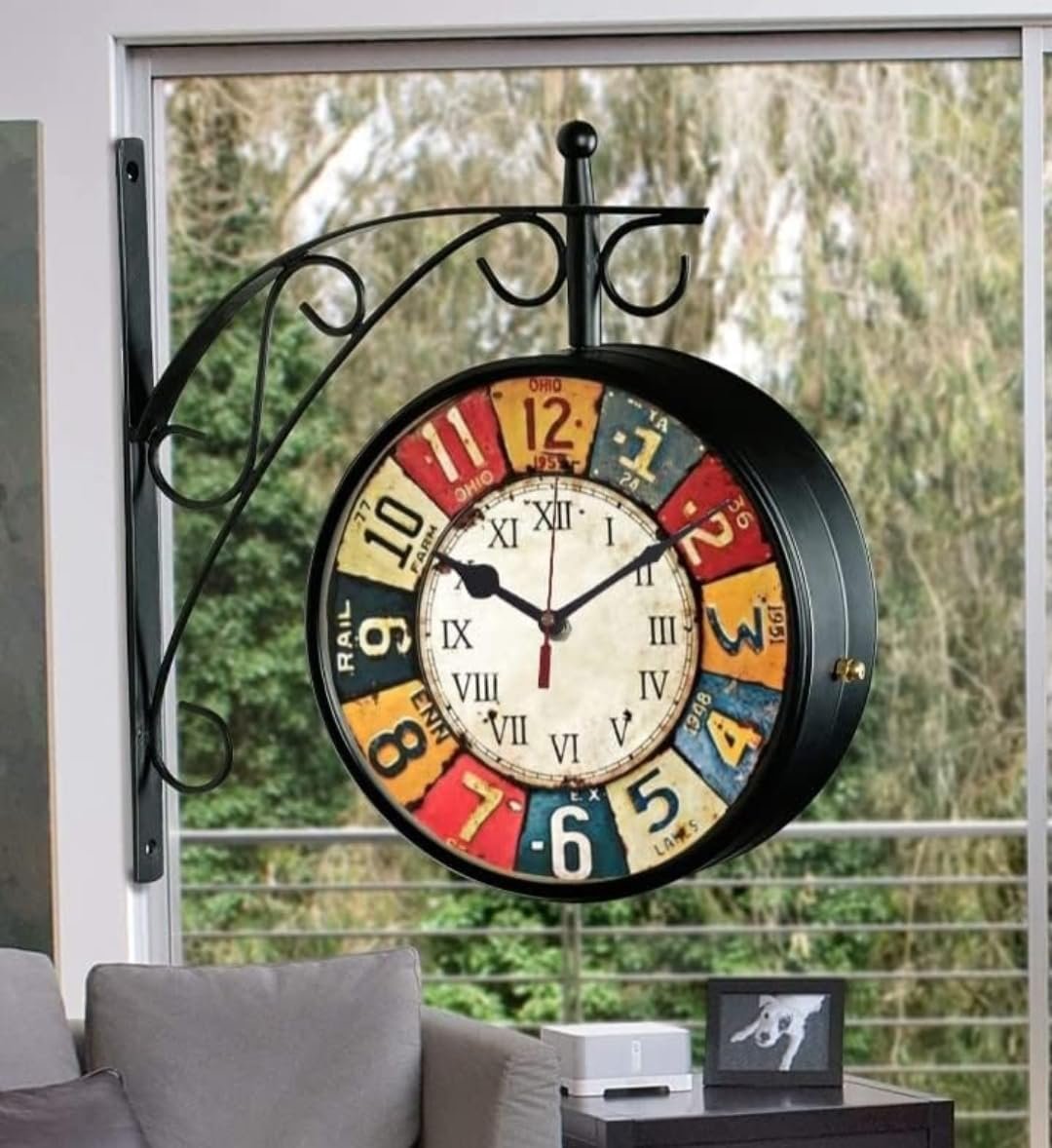 Vintage Railway Station Clock Double Sided Station Clock Nautical Railway Wall Clock Home Decorative Wall Clock 8 inch Victoria Double Side Railway Clock