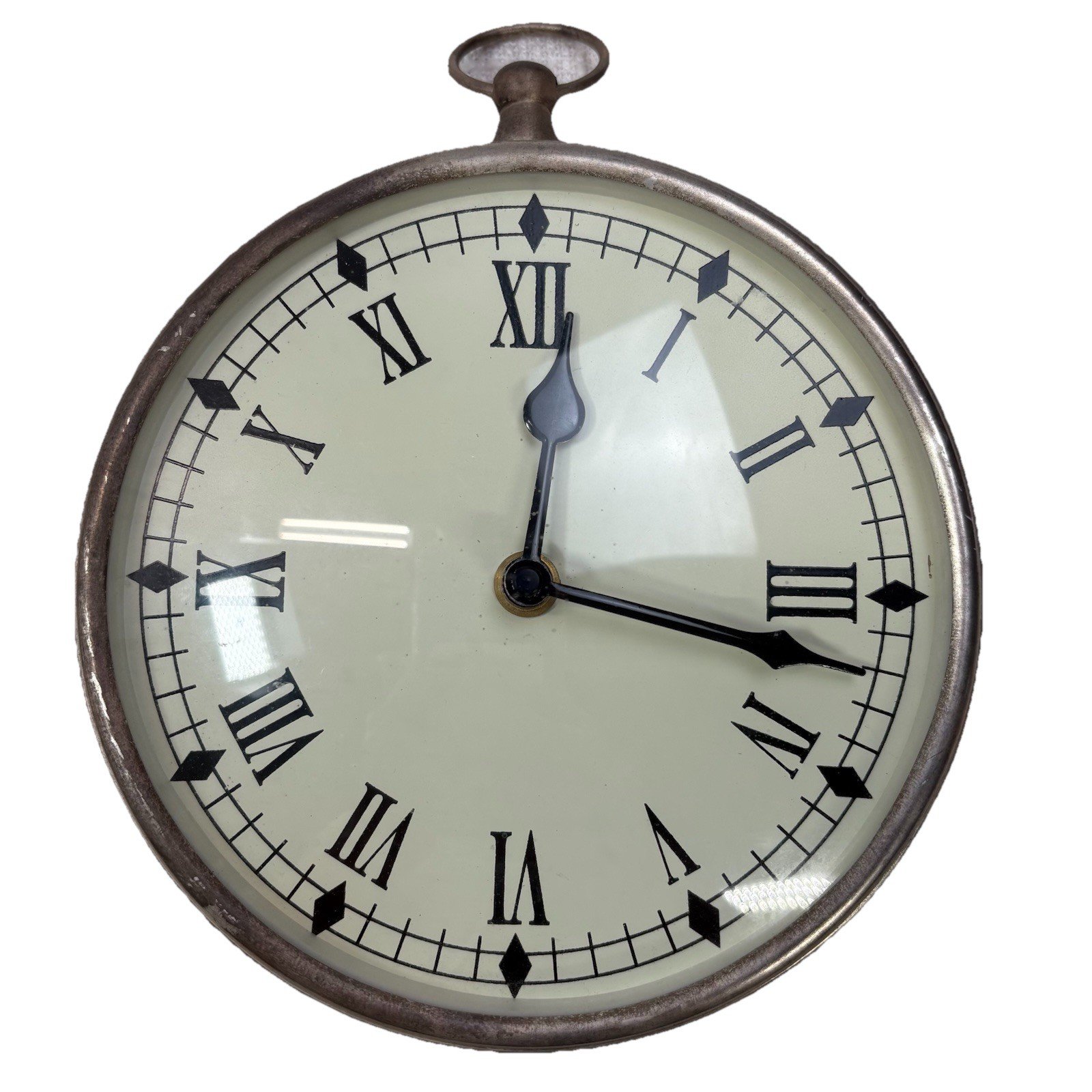 Vintage Style Pocket Watch Wall Clock Roman Numeral Quartz Battery Made in India photo