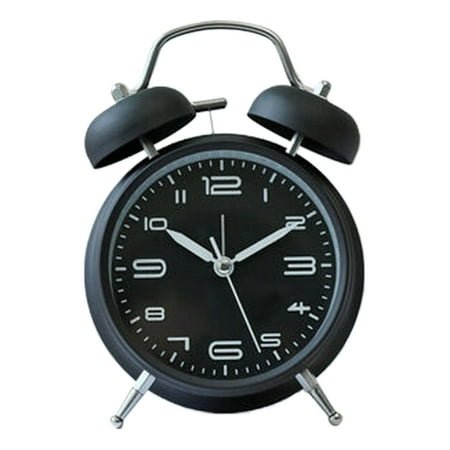 Vintage Twin Bell Alarm Clock – Silent Non-Ticking Metal Desk Clock with Backlight, 3D Dial for Bedroom, Office & Home Decor