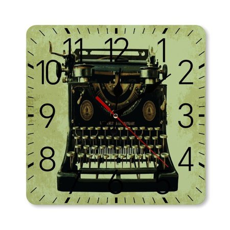 VINTAGE TYPEWRITER Pop Art Wall Clock Silent Non-Ticking For Home Office Decor, Decorative Clock Art