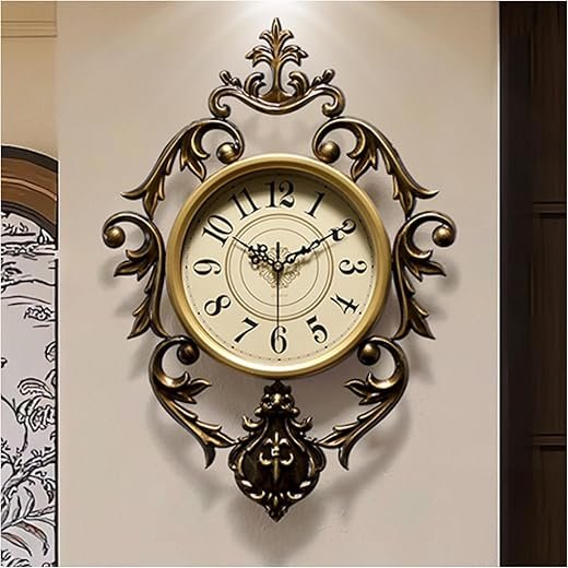 Vintage Wall Clocks Living Room,Decorative Antique Large Wall Clocks,Digital Retro Silent Wall Clock Battery Operated for Bedroom Kitchen Entryway Office Decor 21 x 15