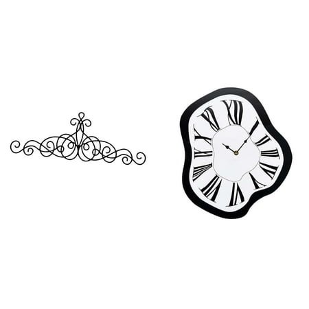 Wall Clock Metal Wall Art Scroll Decor with Distorted Melting Illusion for Modern Home Bedroom Office