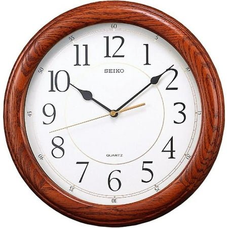 Wall Clock Quiet Sweep Second Hand Dark Brown Solid Oak Case