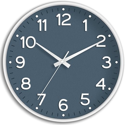 Wall Clock, Silent Wall Clocks Battery Operated 8 Inch-Modern Non Ticking Analog Clock Decorative for Kitchen Office Bathroom Bedroom(Azure Blue)