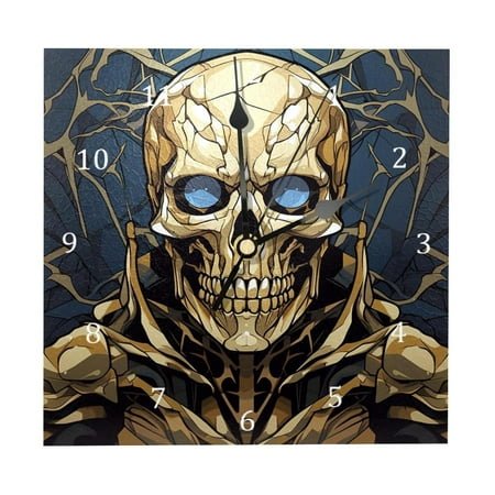 Wall Clocks, Skull Skeleton Battery Operated Number Clock for Bedroom Living Kitchen Office Home Decor Silent & Non-Ticking