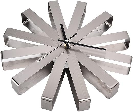 Wall Clock Stainless Steel Silent Modern Decorative Hanging Clock for Bedroom Living Room