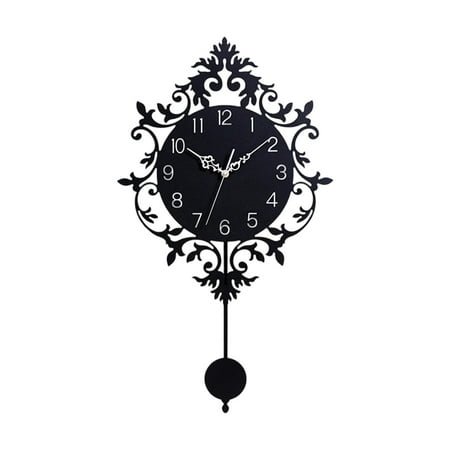 Wall Hanging Clock Round Wall Clock with Pendulum Ornament Acrylic Smooth Surface for Modern Nursery Kids Room