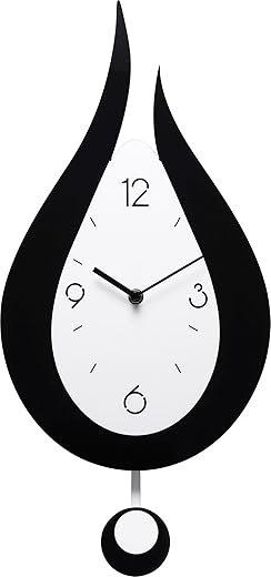 Water Drop Clock Modern Wall Clock Black Wall Clock White Teardrop Design Clock(Water Drop-2)