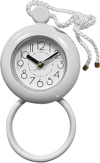 Waterproo-f Bathroom Hanging Clock, Shower Rope Clock with Stand Dual Purpose Wall Clock with Towel Rack Easy to Read for Kitchen, Toilet