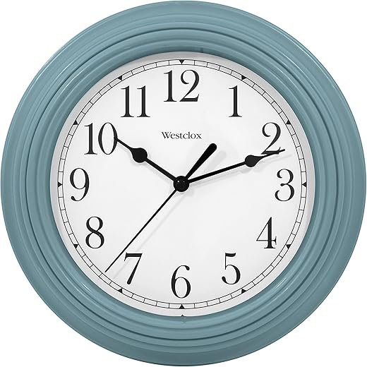 Westclox Quartz Movement Round Wall Clock, Contemporary Analog Design, Battery-Powered for Indoor Use (Blue, 9 Inch)*