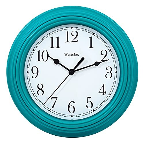 Westclox Quartz Movement Round Wall Clock, Contemporary Analog Design, Battery-Powered for Indoor Use (Teal, 9 Inch)