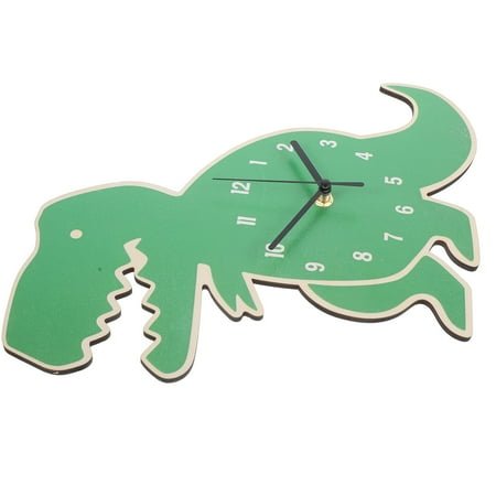 WHAMVOX 1Pcs Watch Clock On Wall Dinosaur Shaped Basswood Silent Time Display For Childs Room Decor