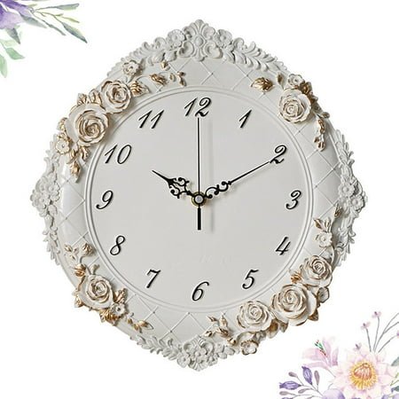 WHAMVOX Modern Wall Clock Decorative Clocks for Walls Room Analog Battery Operated White