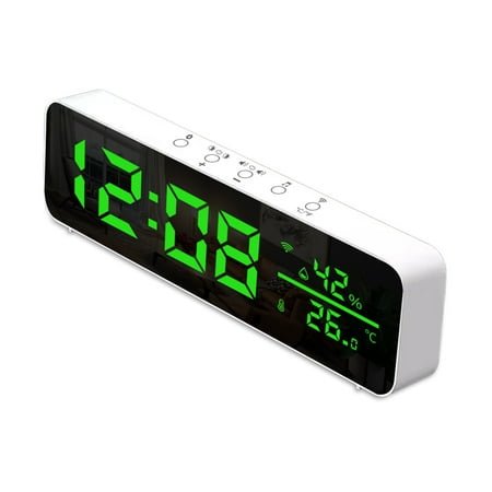 WiFi Digital Clock with Temperature and Humidity Sensor APP Smart Alarm Clock LED Time Display Real-time Monitoring Temp Humidity for Living Room Office Bedroom Decor Indoor Thermometer