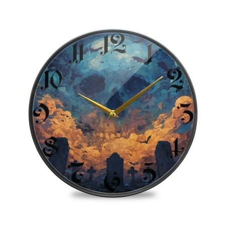 WOBOGO Skull Cemetery Acrylic Wall Clock Battery Operated 11.9in Silent No Tick Bedroom Living Room Office Classroom Decoration