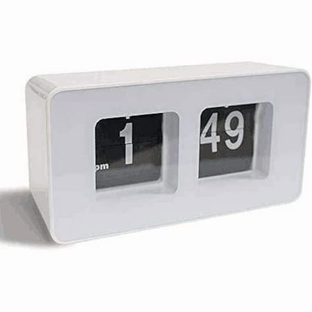 wonima99 Auto Flip Clock Classic Retro Vintage Clock Digital Flip Down Clock Digital Number Alarm Clock Desk Clock Shelf Clock for Office Home Decoration-White