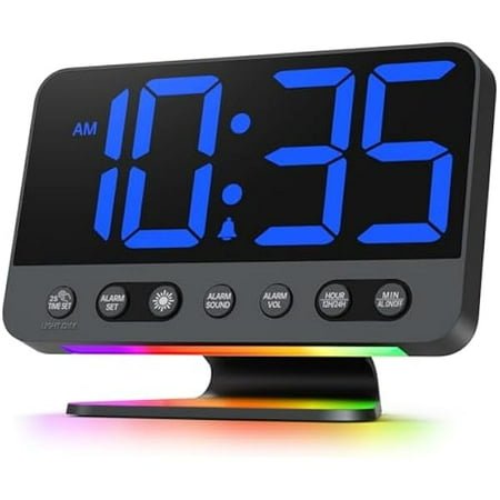 wonima99 Digital Alarm Clocks for Bedrooms: Large Bold Number 5 Brightness Dimmer - Easy to Read Across The Room - 5 Alarm Sound 8 Night Light - Black