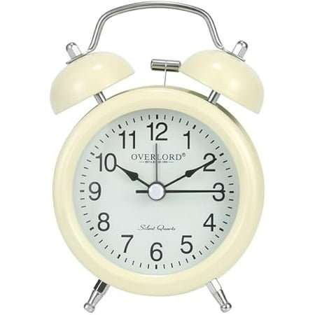 wonima99 Loud Ben Alarm Clock for Heavy Sleepers Adults,Retro 4.5 Inch Silent Non-Ticking Quartz with Backlight,Twin Bell Analog Kids mini Alarm Clocks for Bedrooms Bedside