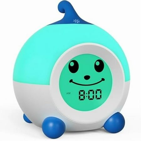wonima99 Teach Me Time Kids Alarm Clock, Children's Sleep Trainer with Emoji,Toddler Sleep Aid Night Light with Auto-Off Timer,Perfect for 2-9 Years Old Younger Children (Blue)
