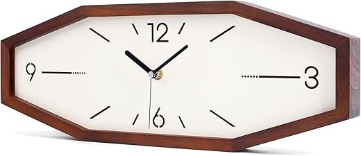 Wooden Retro Wall Clocks, 18 Inches Square Clocks Rectangular Wall Clock Battery Operated Silent Non-Ticking, for Kitchen Living Room Office Home Desk Bedroom (Brown)