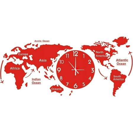 World Map Wall Clock Home Bedroom Wall Personality Wall Clock