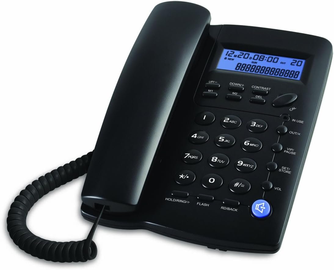 Y043 Corded Landline Telephone for Home, Caller ID/Call Waiting, Easy-to-Use, Speaker, Display, Desk Phone Only (Black)