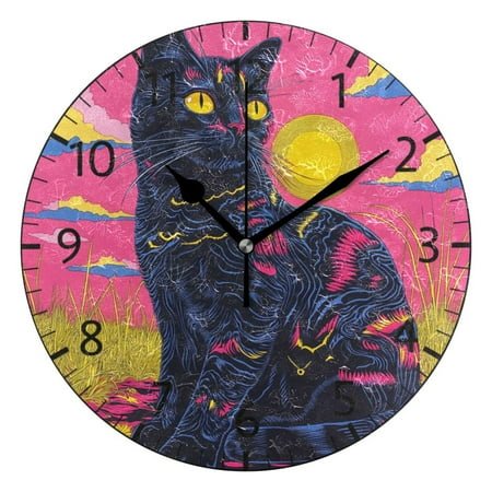 YAZAOO Decorative Wall Clock Size：25cm Neon Dreams Design Pattern Clock