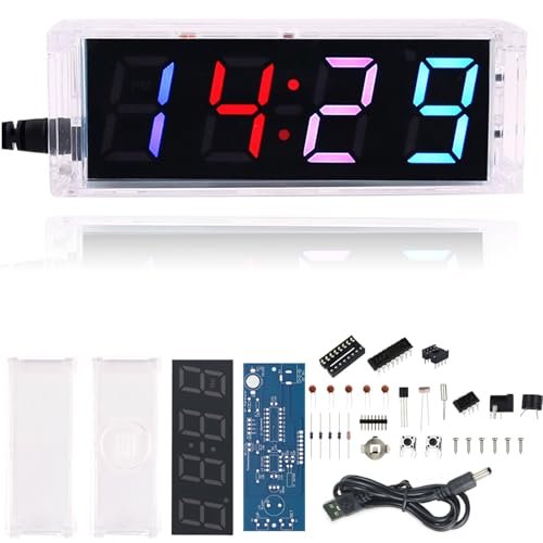 Yidab Soldering Practice Kit DIY RGB Digital Tube Adjustable Multifunctional Alarm Clock Electronics Projects Soldering Kit Welding Skills Learn Soldering Kit For DIYers (04SZ01)