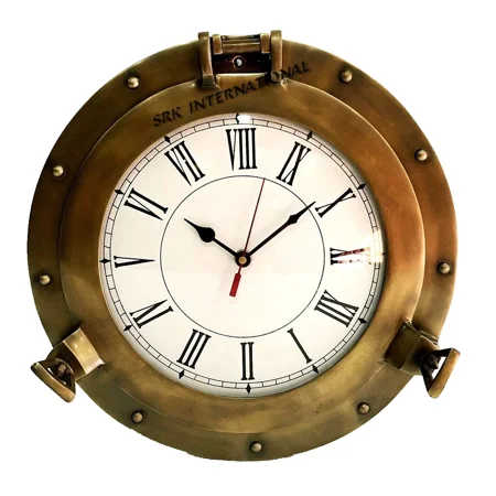 12 Antique Marine Brass Ship Porthole Clock Nautical Wall Clock Home Decorative.