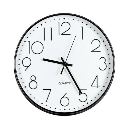12 Wall Clock , Silent Wall Clock Non Ticking, Black