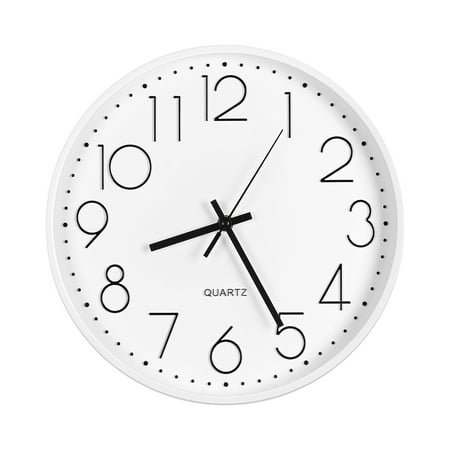 12 Wall Clock , Silent Wall Clock Non Ticking, White