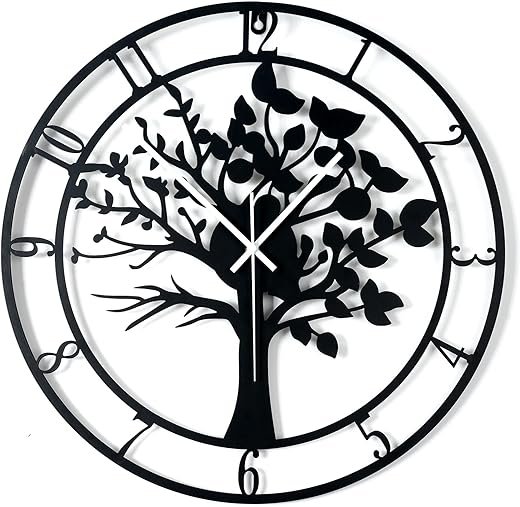 16inch/40cm Tree of Life Large Wall Clocks for Living Room Decor,Bedroom,Battery Operated,Metal,Decorative Analog,Silent,Non Ticking Big Wall Clock(Tree of Life, 16 inches)