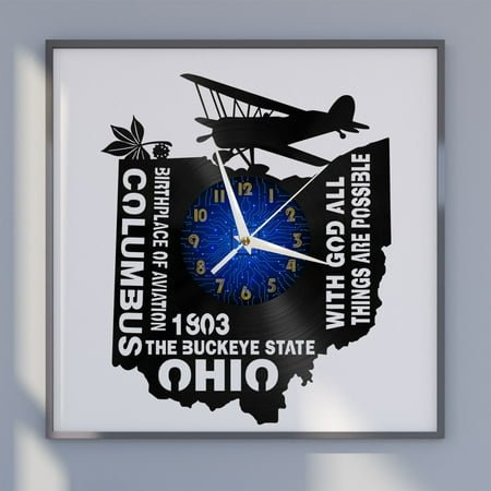 1803 Ohio Memory 12 Inch Vinyl Record Wall Clock - Silent, Creative, and Unique Clock for Living Room, Entryway, or Bedroom Decor - Perfect Gift Idea(12 inchs B without LED)