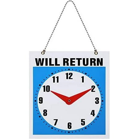 1Pc Double-Sided Open/Come in/Will Return Sign with Clock Hands, Be Back Clock Board Open and Closed Door Sign Door Pendant for Store Mall Retail Shop Office Salon Bars, 8.7x7.5in$$Other