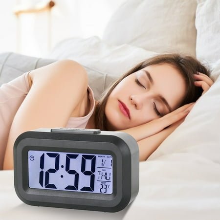 1Pcs Digital Alarm Clock for Bedrooms, Mini Large Number LED Display Electronic Clock,Snooze,12/24H Display , for Heavy Sleepers Adults Desk Travel Office